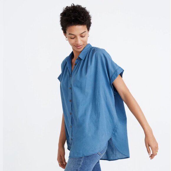 Madewell Central Button Down Shirt Bright Indigo - Picture 1 of 4